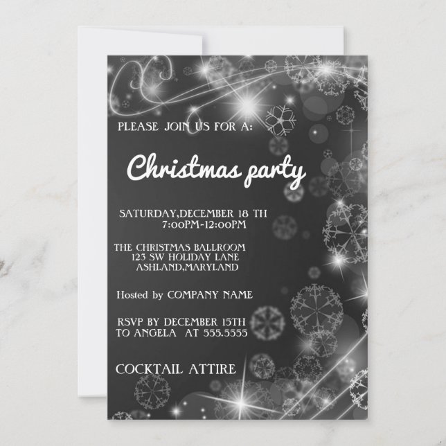 Perfect, Cool Sparkly Christmas  Invitation (Front)
