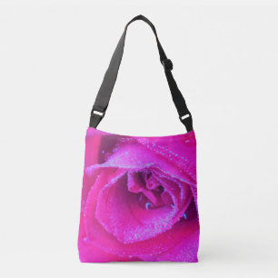 Perfect Crimson Red and Light Blue Rose Detail Crossbody Bag
