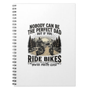 Perfect Dad Ride Bikes Vintage Biker Shirt Design_ Notebook
