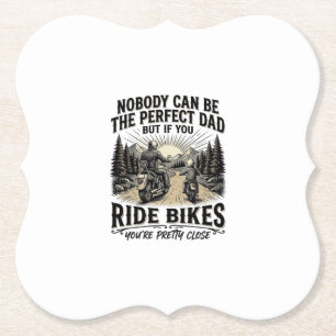 Perfect Dad Ride Bikes Vintage Biker Shirt Design_ Paper Coaster