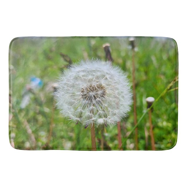 Perfect Dandelion – Botanical Macro Photography Bath Mat (Front)