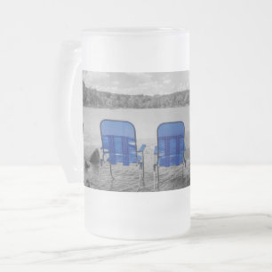 Perfect Day At The Lake Grayscale Frosted Glass Be Beer Mug