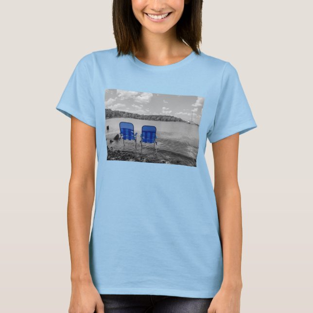 Perfect Day At The Lake Grayscale T-Shirt (Front)