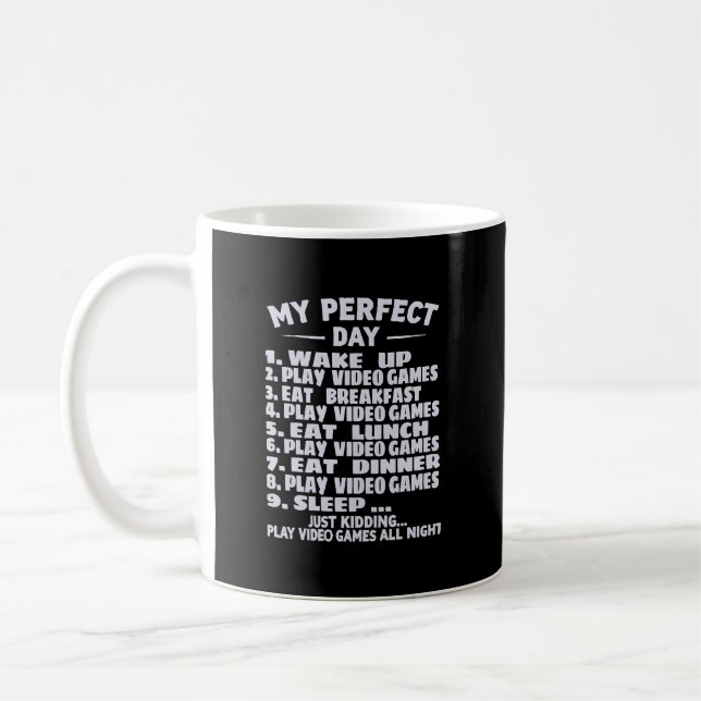 perfect day play video games t-shirt, gamer dad so coffee mug (Left)