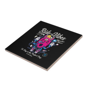 Perfect day to be happy   Funny Monster at peace Tile