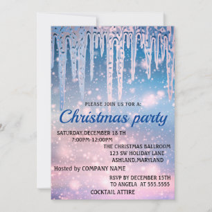Perfect, Elegant, Blue Pink Christmas Invitation