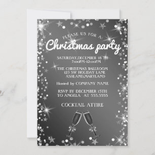 Perfect, Elegant, Sparkly Silver Christmas Invitation