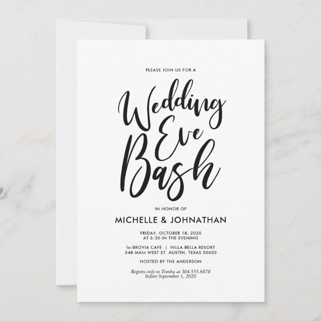 Perfect Elegant Wedding Rehearsal Dinner Invites (Front)