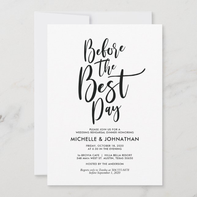 Perfect Elegant Wedding Rehearsal Dinner Invites (Front)