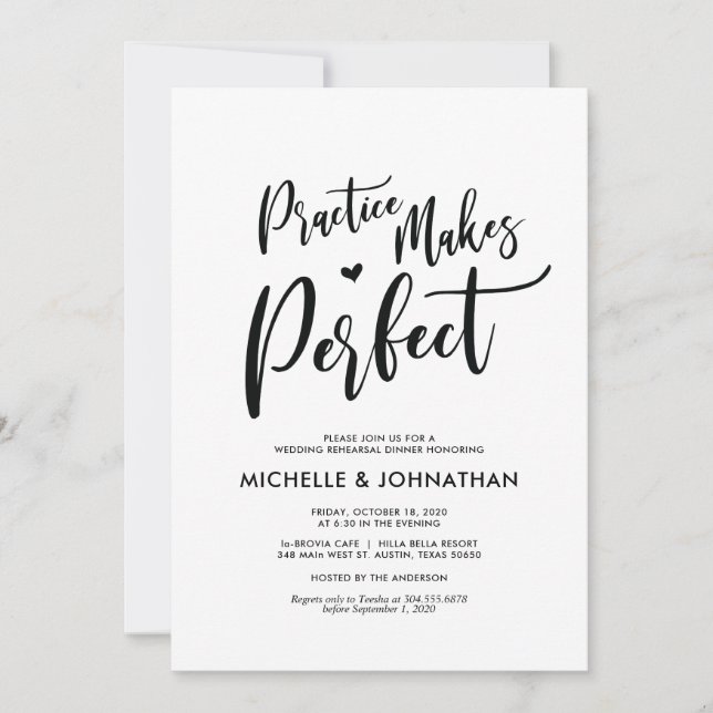 Perfect Elegant Wedding Rehearsal Dinner Invites (Front)