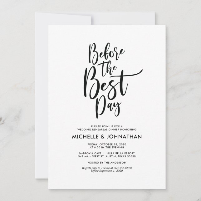Perfect Elegant Wedding Rehearsal Dinner Invites (Front)
