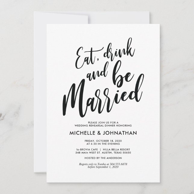 Perfect Elegant Wedding Rehearsal Dinner Invites (Front)