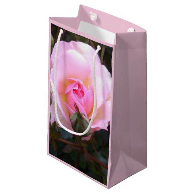 Perfect English Pink Rose Small Gift Bag (Front Angled)
