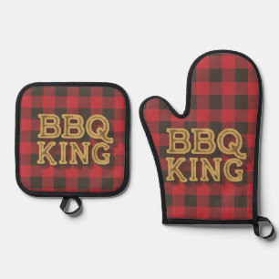Perfect fathers day gift BBQ KING Oven Mitt & Pot Holder Set