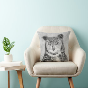 Perfect for bold, cosy spaces Owl Watercolor Print Cushion