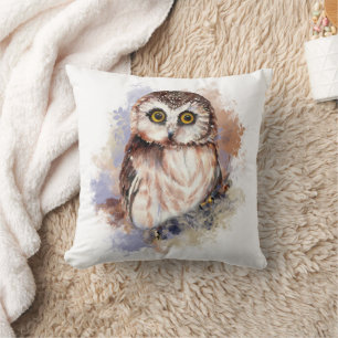 Perfect for bold, cozy spaces Owl Watercolor Print Cushion