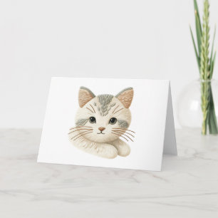 Perfect for Cat Lovers Cute Embroidered Blank Card