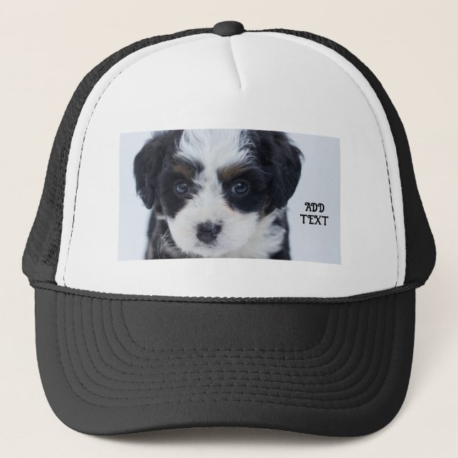 Perfect for Dog Puppy Lovers Black and White-Cap  Trucker Hat (Front)