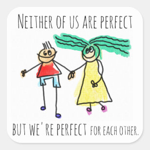 Perfect For Each Other Cute Couple Square Sticker