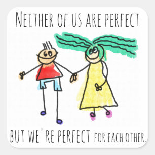 Perfect For Each Other Cute Couple Square Sticker