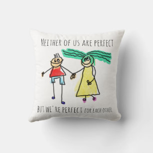 Perfect For Each Other Cute Romantic Couple Cushion