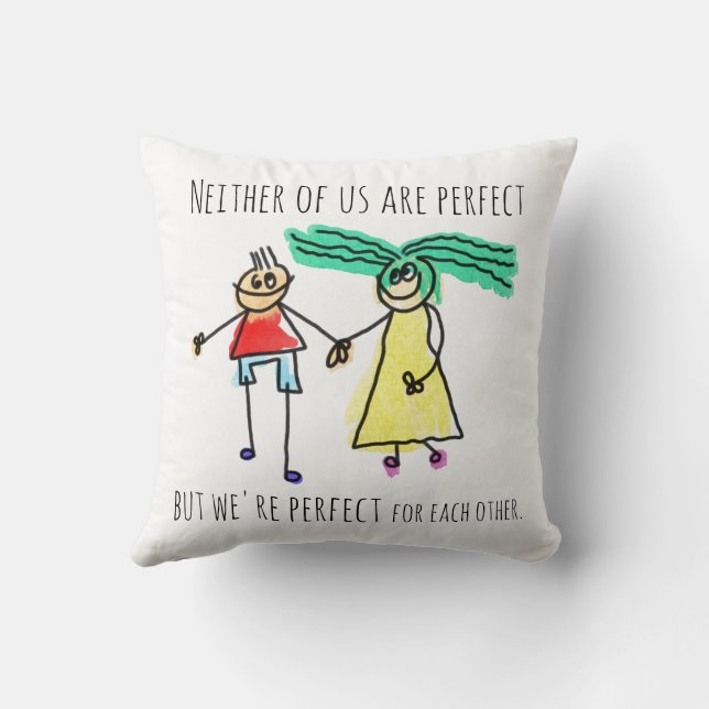 Perfect For Each Other Cute Romantic Couple Cushion (Back)