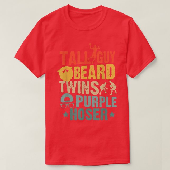 Perfect For Kids Dude Tall Guy Beard Twins Purple  T-Shirt (Design Front)