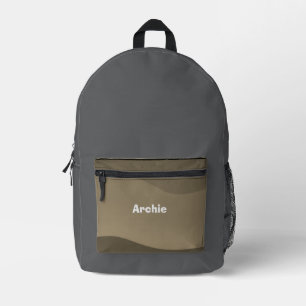 Perfect For Travel Name Rustic Camo Print Grey Printed Backpack