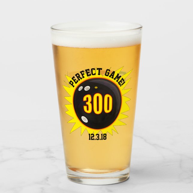 Perfect Game, Black & Yellow Pint Glass (Front Filled)