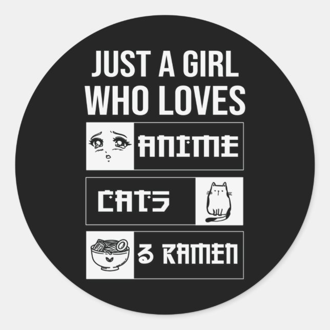 Perfect Gift Anime, Cats & Ramen Classic Round Sticker (Front)