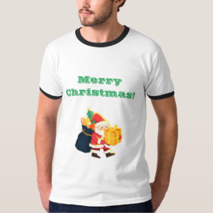 Perfect Gift Christmas Wishes Printed Text Ringer T-Shirt