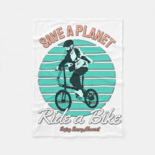Perfect Gift for Bicycle Lover - Save a Planet Fleece Blanket