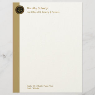Perfect Golden Scales of Justice   LAW OFFICE Personalized Letterhead