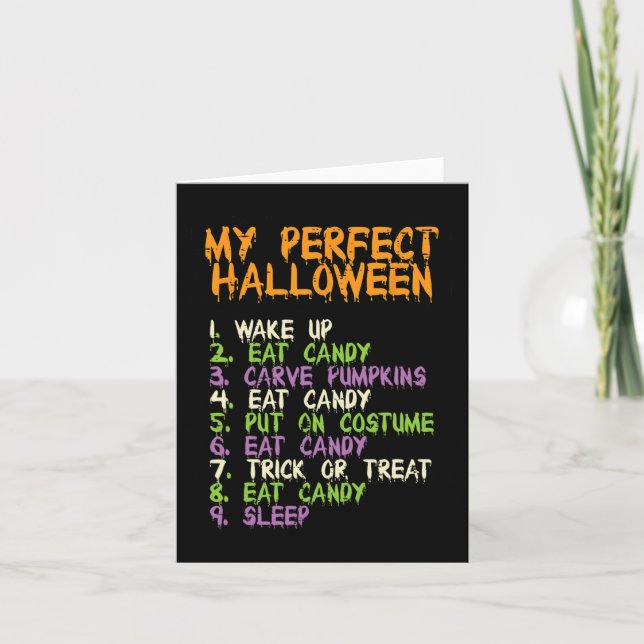 Perfect Halloween Eat Candy Costume Boys Girls Kid Card (Front)