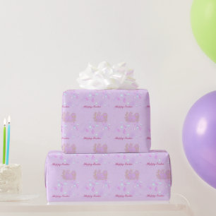 Perfect Happy Easter, Pink Eggs Announcement Wrapping Paper
