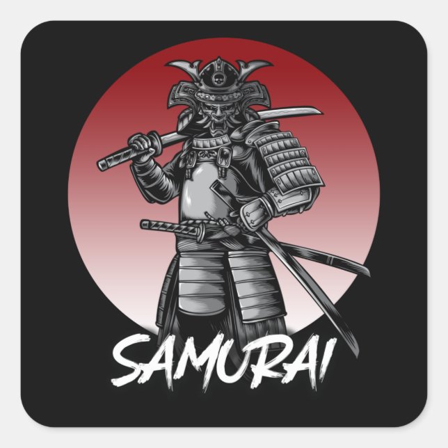 Perfect Honored Samurai Retro - Black and White Square Sticker (Front)