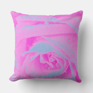 Perfect Hot Pink and Light Blue Rose Detail Cushion