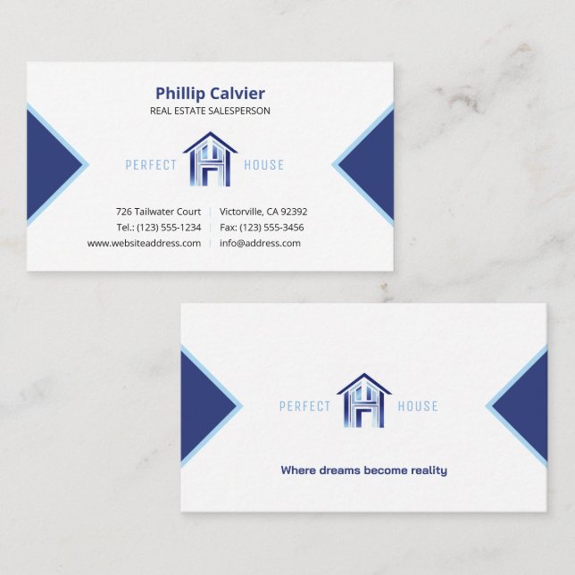 Perfect House | Premium Real Estate Properties Business Card (Front/Back)