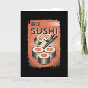 Perfect Japanese Sushi Food   Vintage Style Design Card