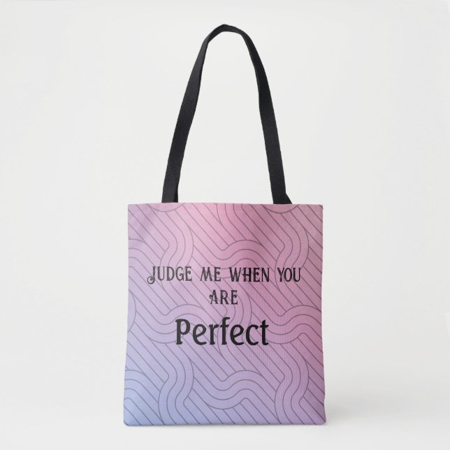 Perfect Judgement Tote, Pink Purple Abstract Tote Bag (Front)