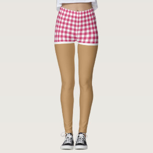 Perfect Legs In Modern Cherry Red Gingham Shorts Leggings