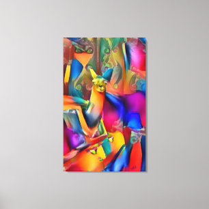 Perfect Llama Ride Abstract Oil On Canvas Print