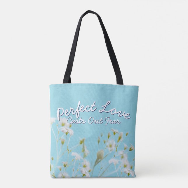 Perfect Love Casts Out Fear Baby Blue Christian  Tote Bag (Back)