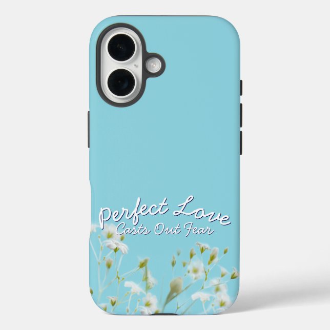 Perfect Love Casts Out Fear Light Blue Christian  Case-Mate iPhone Case (Back)
