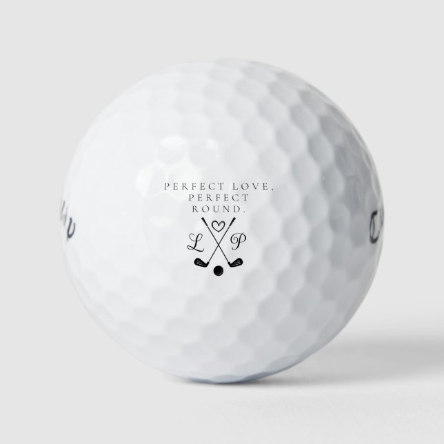 'Perfect Love, Perfect Round' Customisable Wedding Golf Balls (Front)