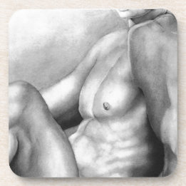 Perfect Man Chest & Torso Fine Art Charcoal Sketch Coaster