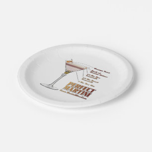 Perfect Martini Cocktail Recipe Art Paper Plate