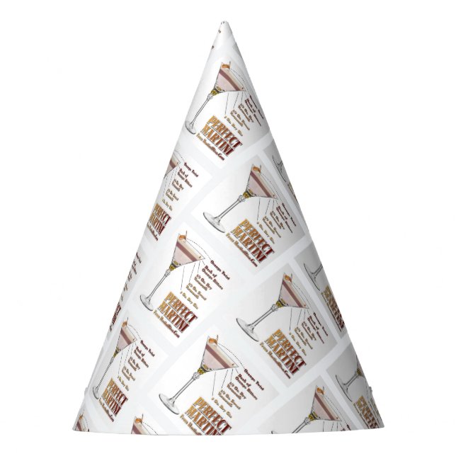 Perfect Martini Cocktail Recipe Art Party Hat (Front)