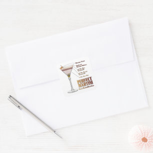 Perfect Martini Cocktail Recipe Art Square Sticker
