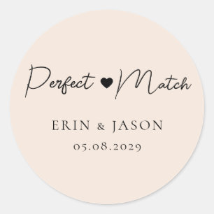 Perfect Match! Beige-Brown, Elegant, Simpel Classic Round Sticker